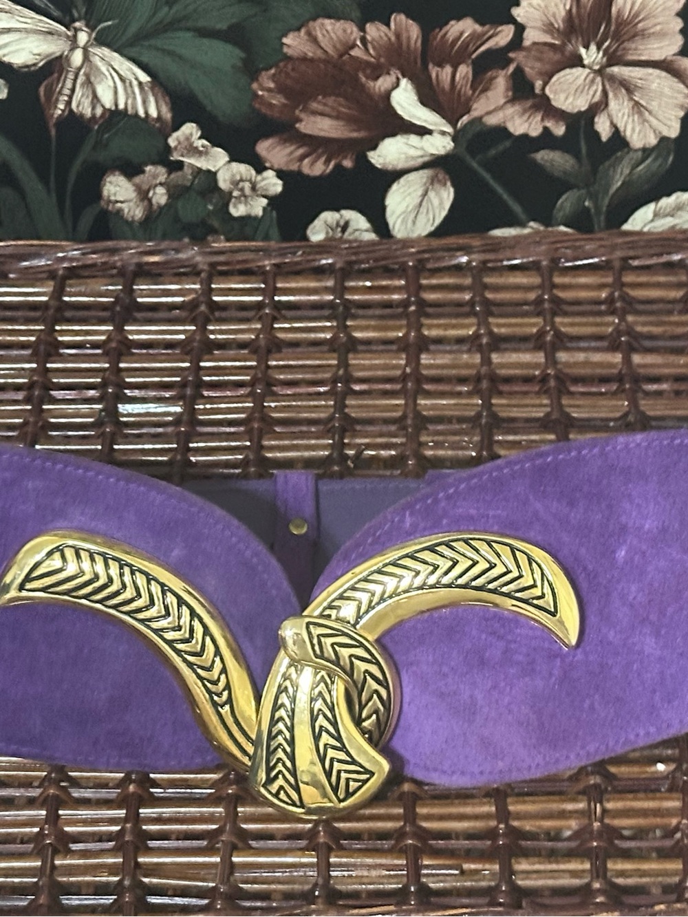 Vintage 1980s Suede Corset Belt Women Purple Size Medium - Picture 9 of 10